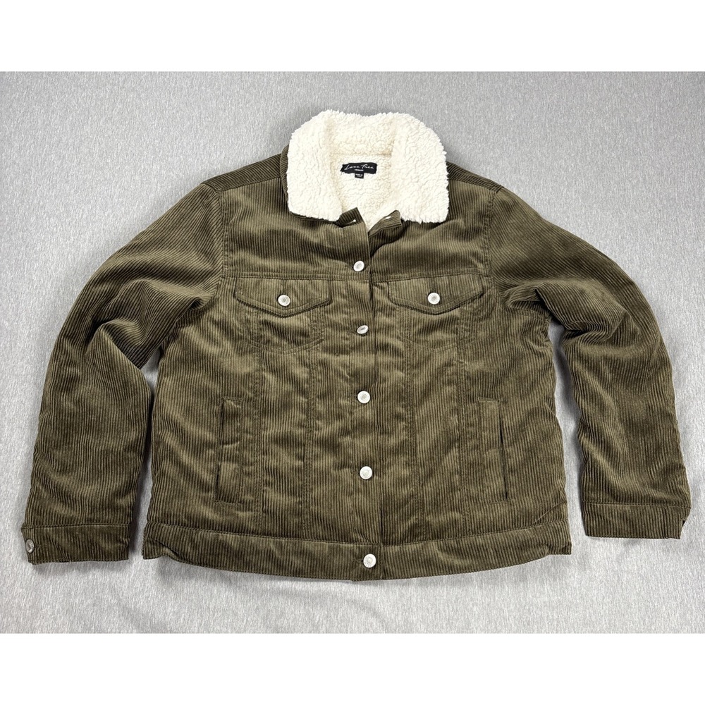 Love Tree Corduroy Sherpa Trucker Jacket Green Warm Ex-Boyfriend Chore‎ Coat - M
